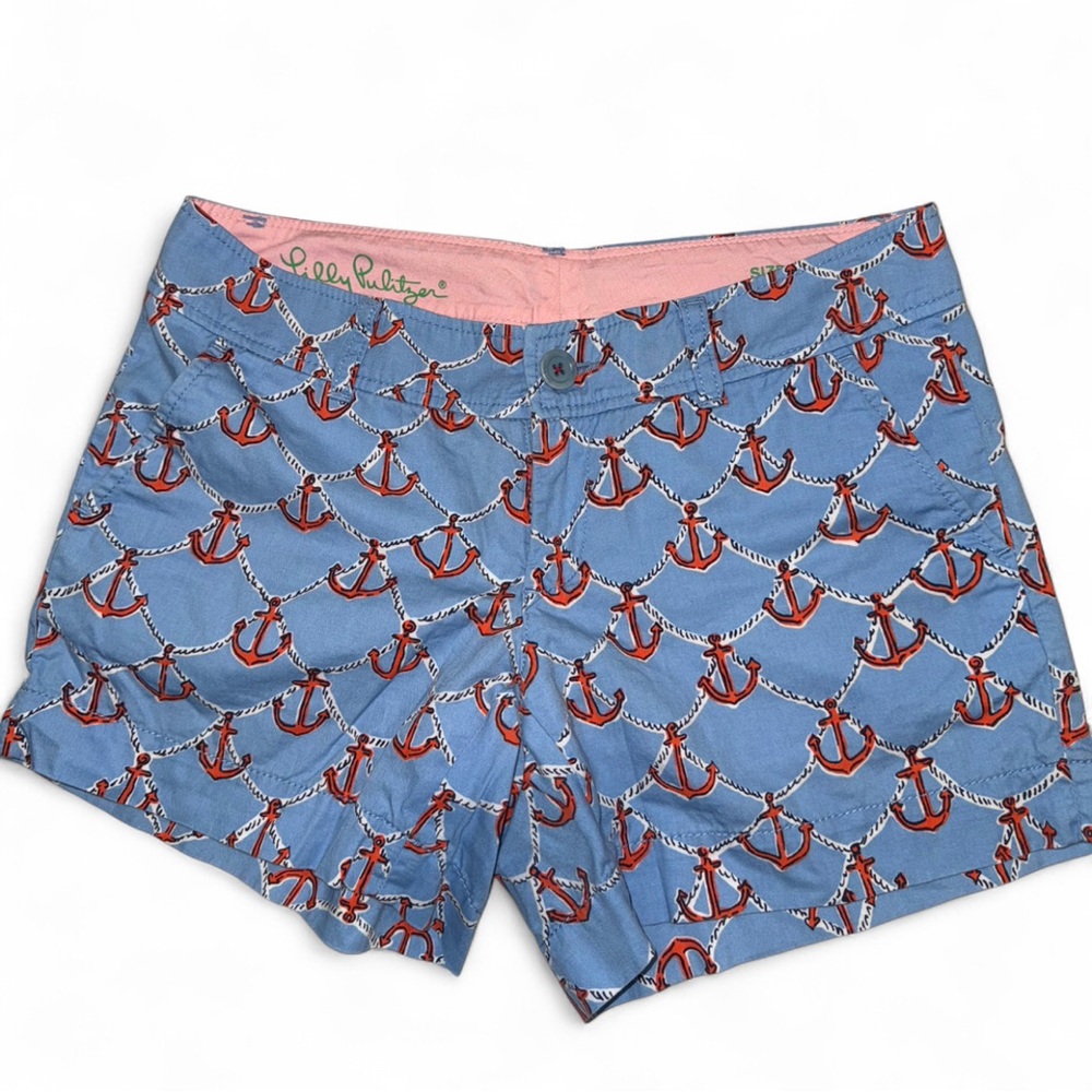 Lilly Pulitzer High Waist Blue and Red Nautical Shorts